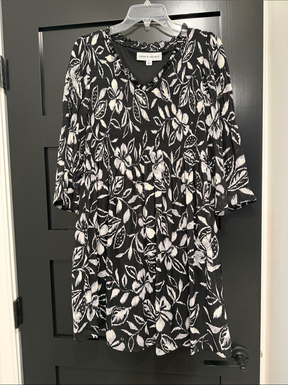 Emma & Michele Black and White Floral Mini Dress
